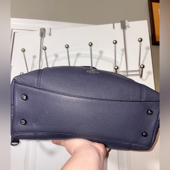 Coach Lenox Pebbled Leather Satchel Crossbody – Navy (F59325) - Picture 6 of 14